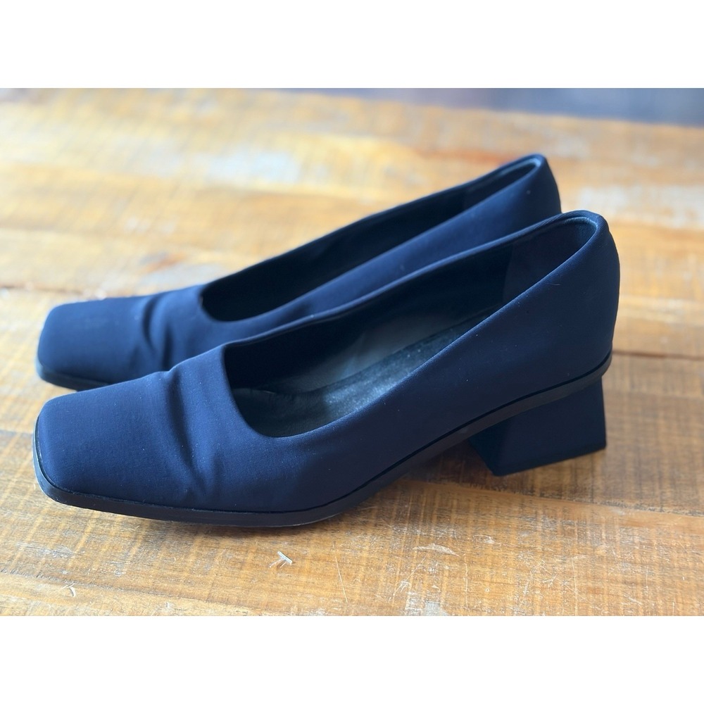 Vintage Via Spiga 8M square block heel square toe Blue shoes made in Italy